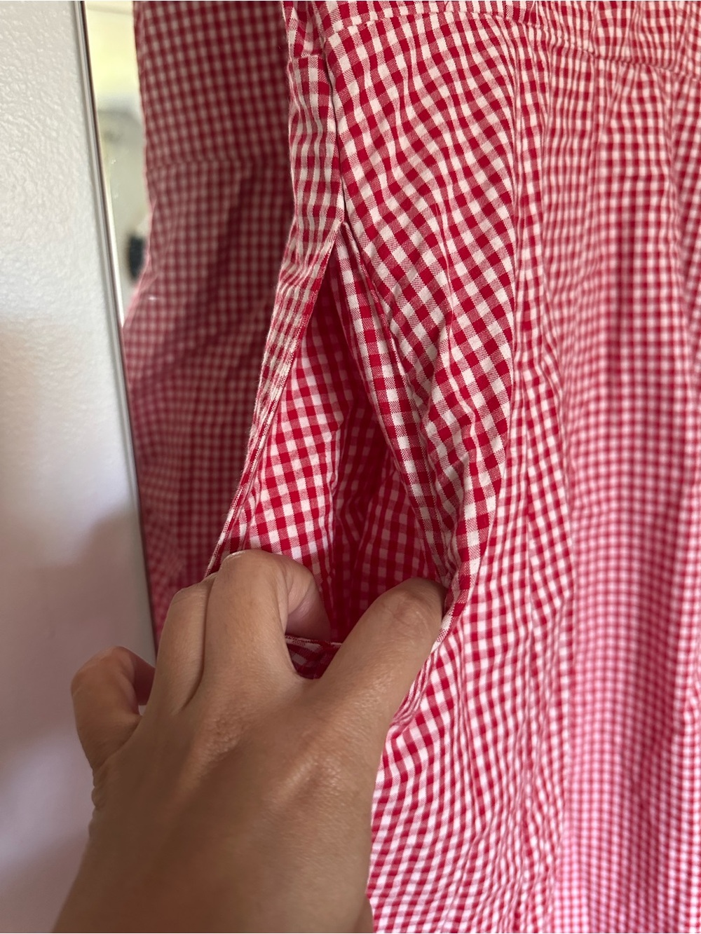 Rachel Zoe Red Gingham Midi Dress with Front Tie Accents - Picture 3 of 4